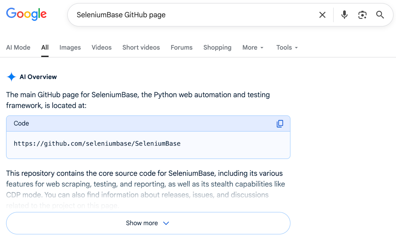 SeleniumBase on Google
